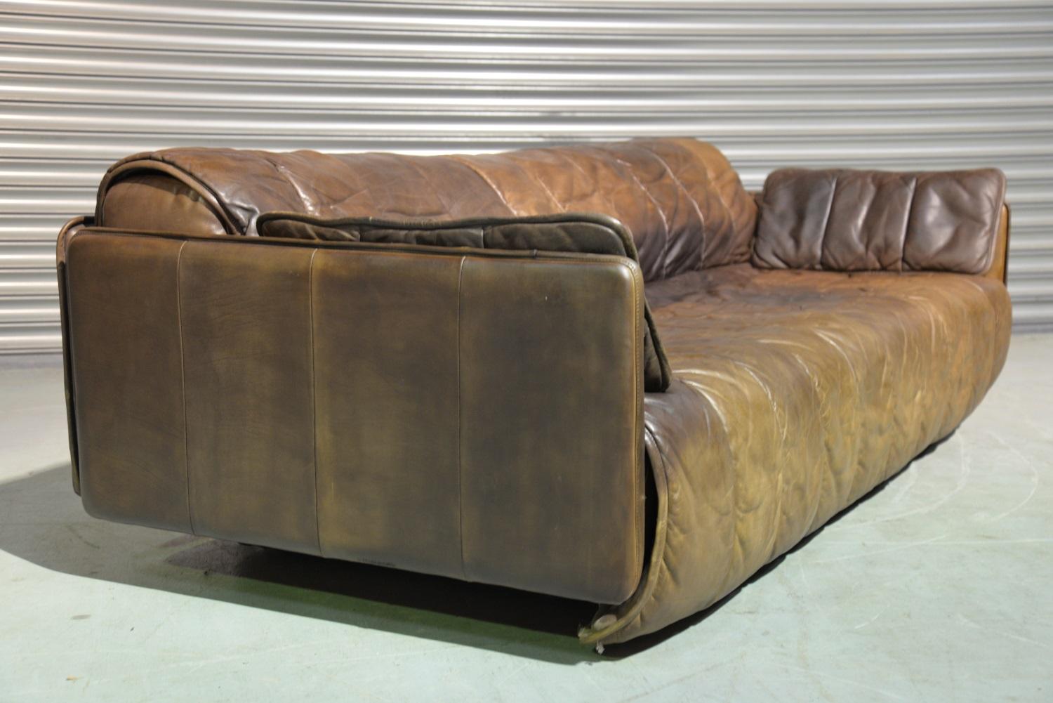 Swiss Vintage De Sede Patchwork Leather Sofa / Daybed, Switzerland, 1970s For Sale