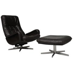 Vintage De Sede S 231 James Bond Swivel Armchair and Ottoman, Switzerland, 1960s