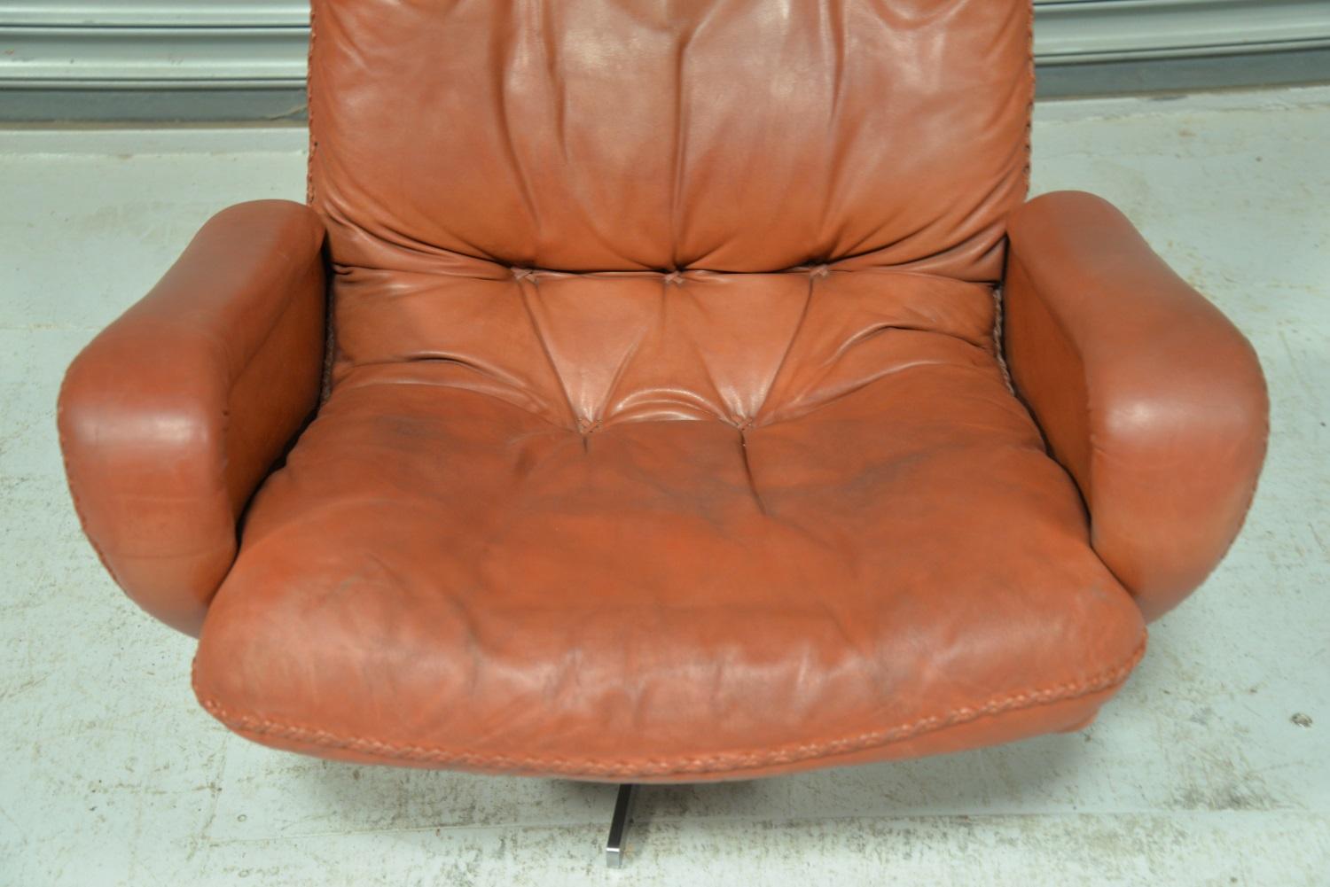 Poltrona girevole vintage De Sede S 231 James Bond con ottomana, Svizzera anni '60 8