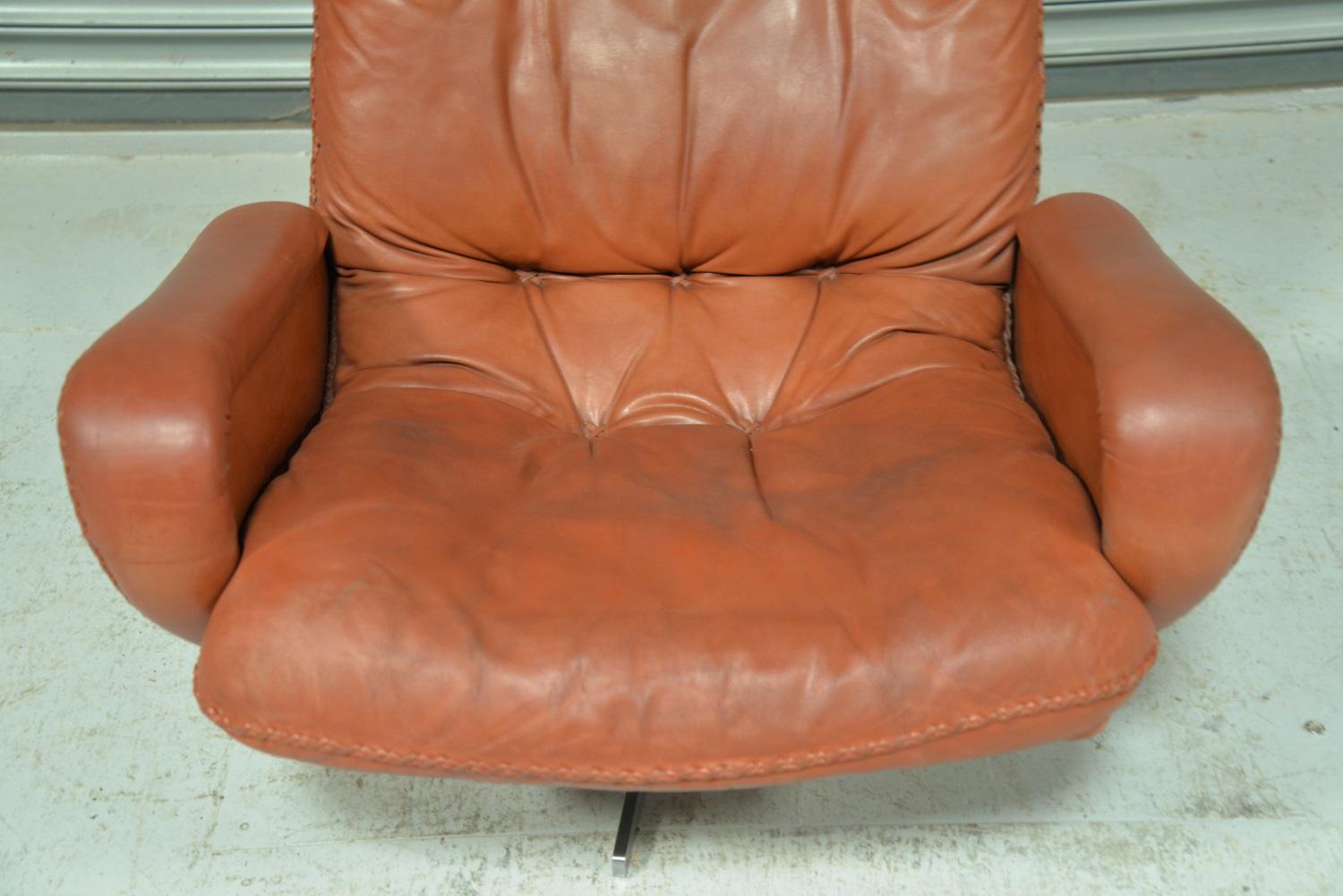 Vintage De Sede S 231 James Bond Swivel Armchair with Ottoman, Switzerland 1960s 8