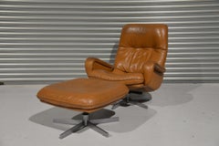 Fauteuil pivotant vintage De Sede S 231 James Bond avec pouf, Suisse, années 1960