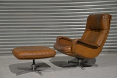 Fauteuil pivotant vintage De Sede S 231 James Bond avec pouf, Suisse, années 1960