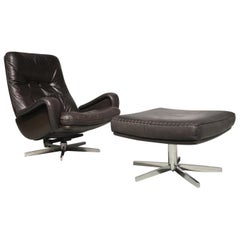 Vintage De Sede S 231 James Bond Swivel Armchair and Ottoman, Switzerland 1960s