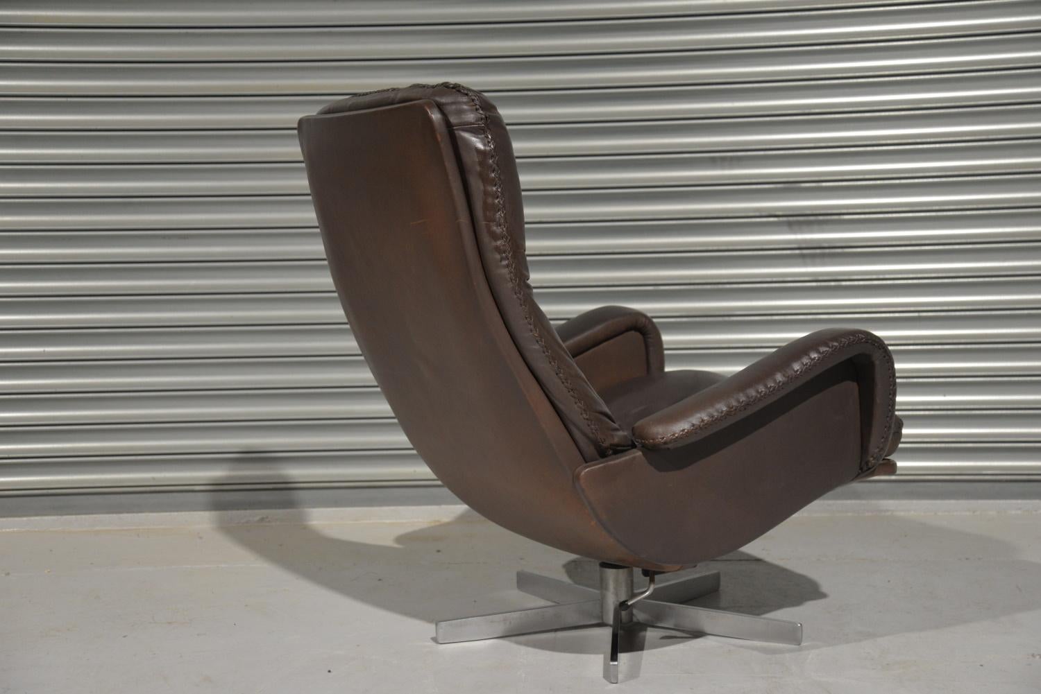 Mid-20th Century Vintage De Sede S 231 James Bond Swivel Lounge Armchair, Switzerland, 1960s For Sale