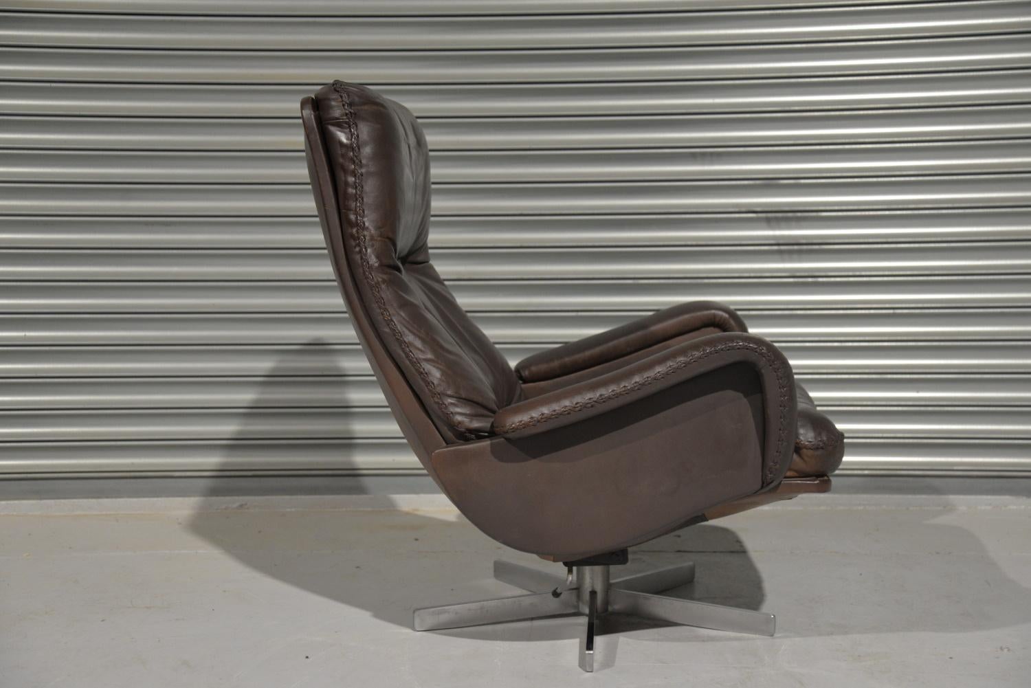 Leather Vintage De Sede S 231 James Bond Swivel Lounge Armchair, Switzerland, 1960s For Sale