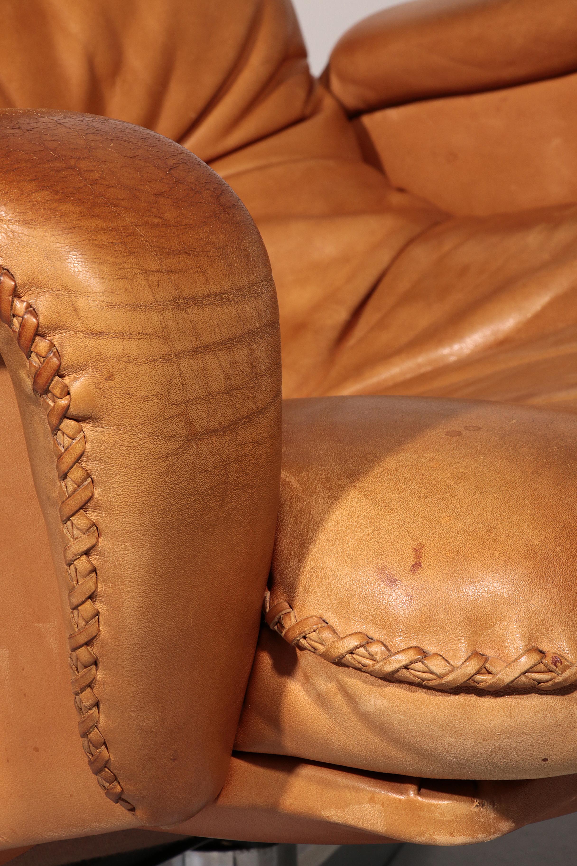 Vintage de Sede S 231 Poltrona e pouf in pelle, Svizzera anni '60 in vendita 5