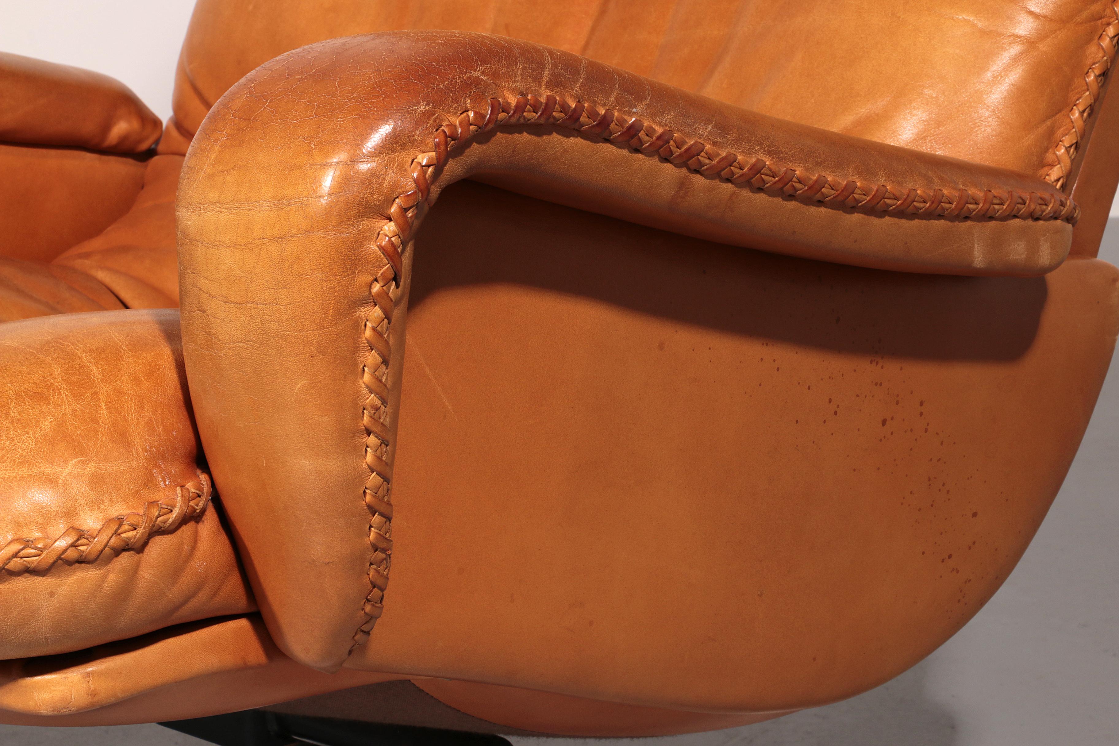 Vintage de Sede S 231 Poltrona e pouf in pelle, Svizzera anni '60 in vendita 6