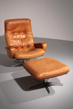Vintage de Sede S 231 Leather armchair & ottoman, Switzerland 1960s