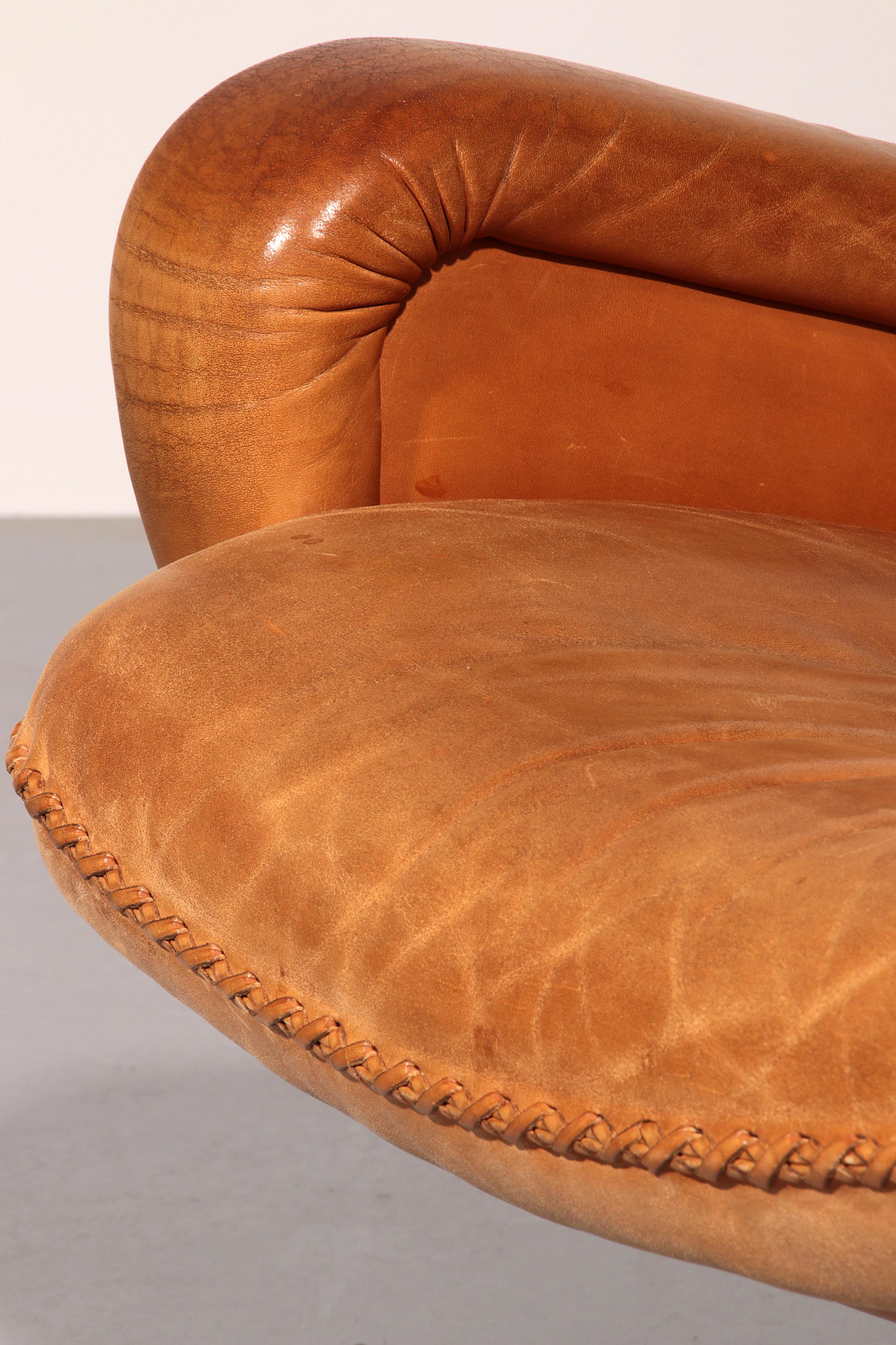 Vintage de Sede S 231 Poltrona e pouf in pelle, Svizzera anni '60 in vendita 2