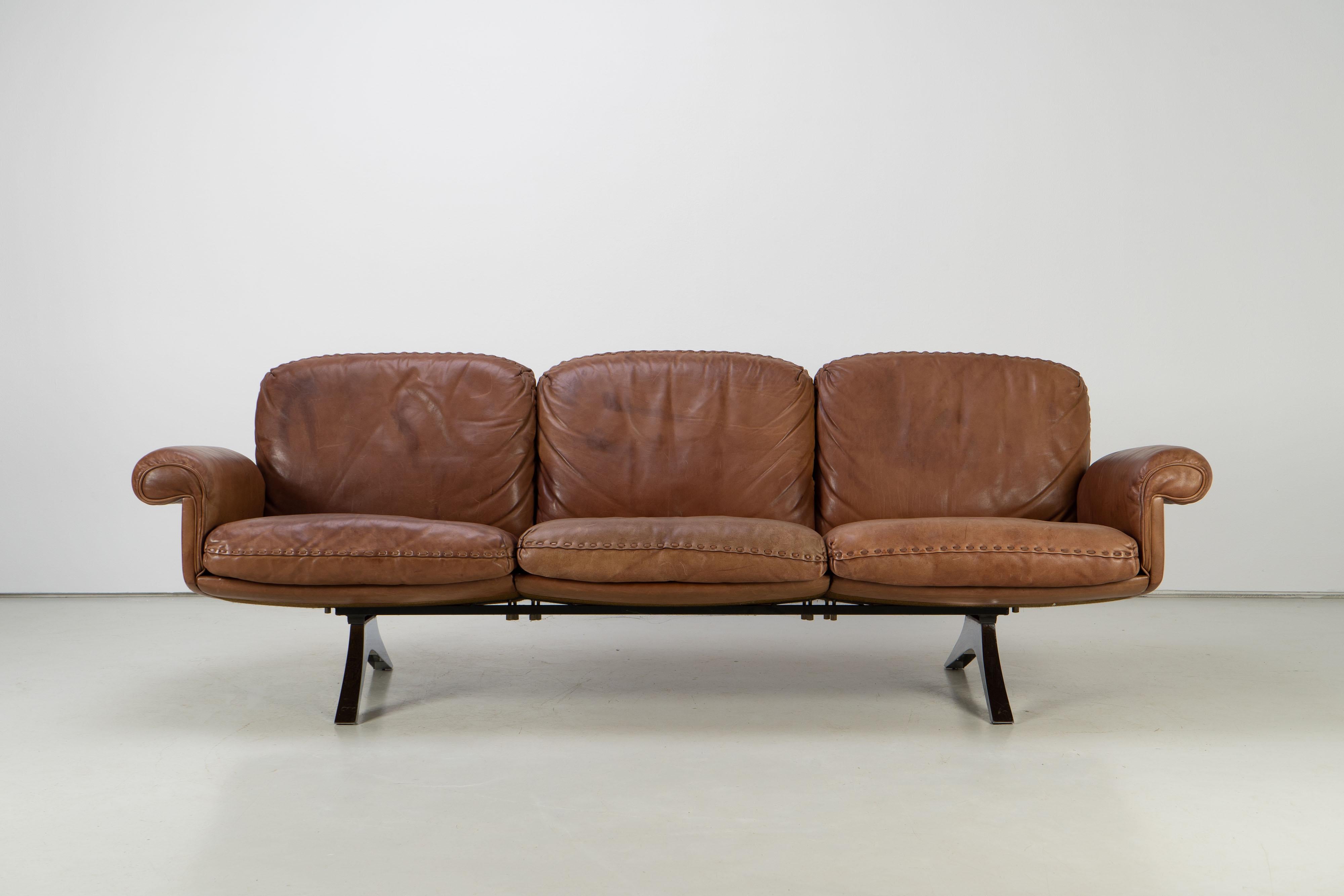 Mid-Century Modern Vintage de Sede Sofa DS-31 Switzerland 1970s, Buffalo Leather