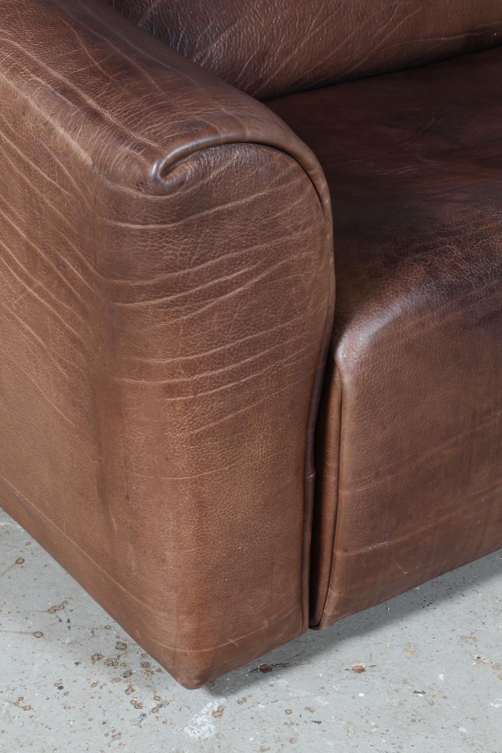 Mid-Century Modern Vintage De Sede Three-Seat Sofa, DS47, Patinated Leather