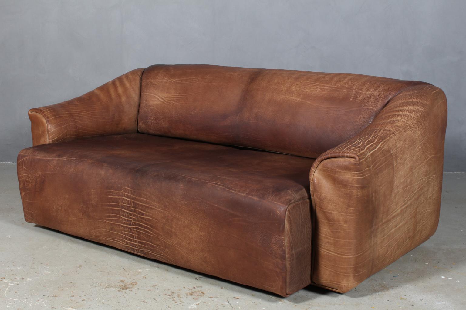 Vintage De Sede Three-Seat Sofa, DS47, Patinated Leather In Good Condition In Esbjerg, DK