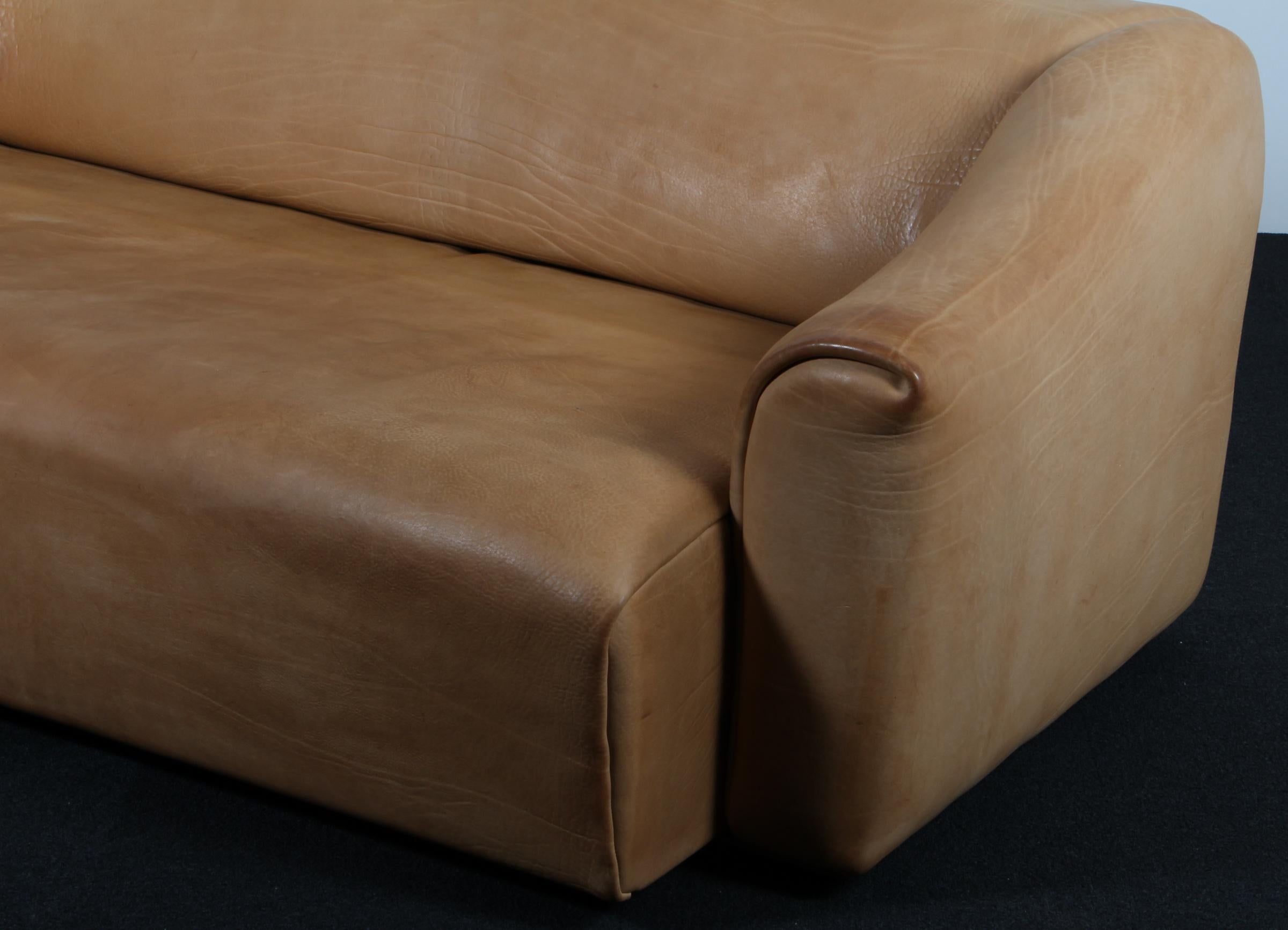 Cuir Canapé trois places vintage De Sede, DS47, cuir patiné