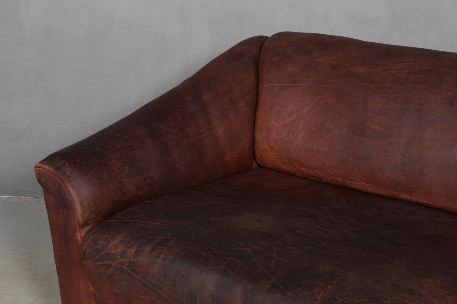 Vintage De Sede Two-Seat Sofa, DS47, Patinated Leather In Fair Condition In Esbjerg, DK