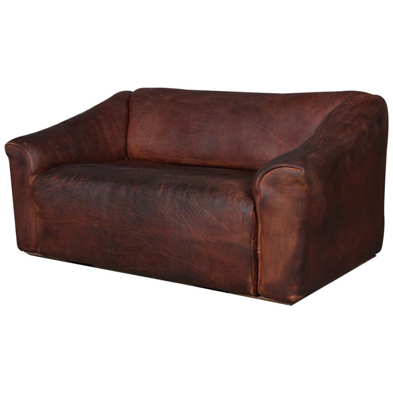 Vintage De Sede Two Seat Sofa Ds47 Patinated Leather For Sale At