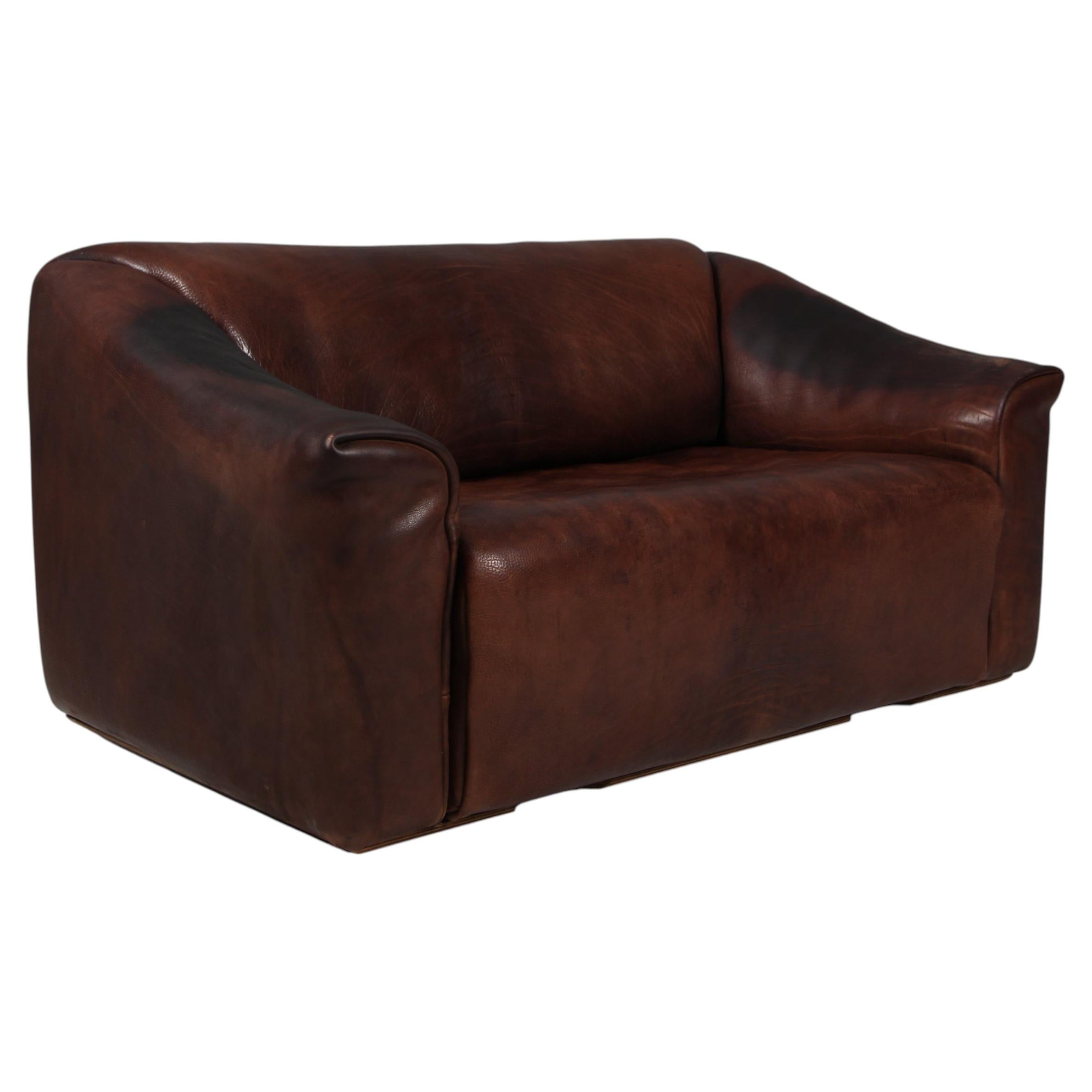 Vintage De Sede Two-Seat Sofa, DS47, Patinated Leather For Sale