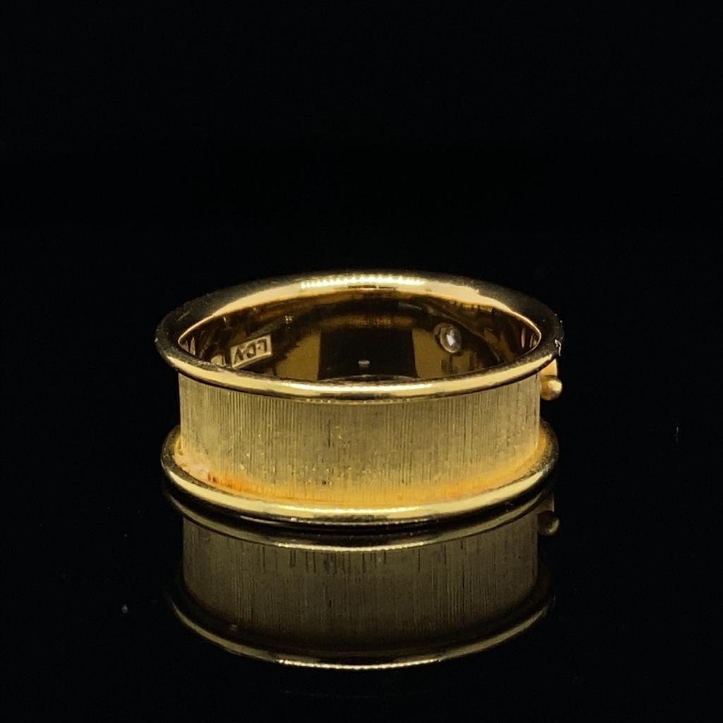 Retro Vintage De Vroomen Diamond Set 18 Karat Yellow Gold Ring For Sale