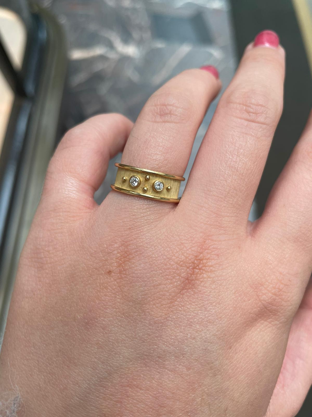 Women's Vintage De Vroomen Diamond Set 18 Karat Yellow Gold Ring For Sale
