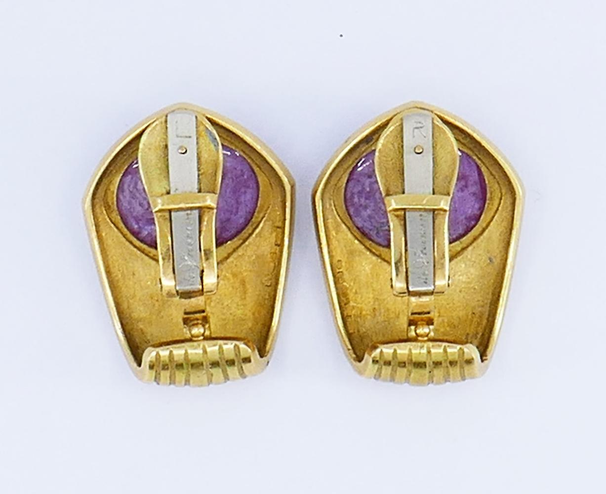 Women's Vintage De Vroomen Earrings 18k Gold Clip-On Estate Jewelry For Sale