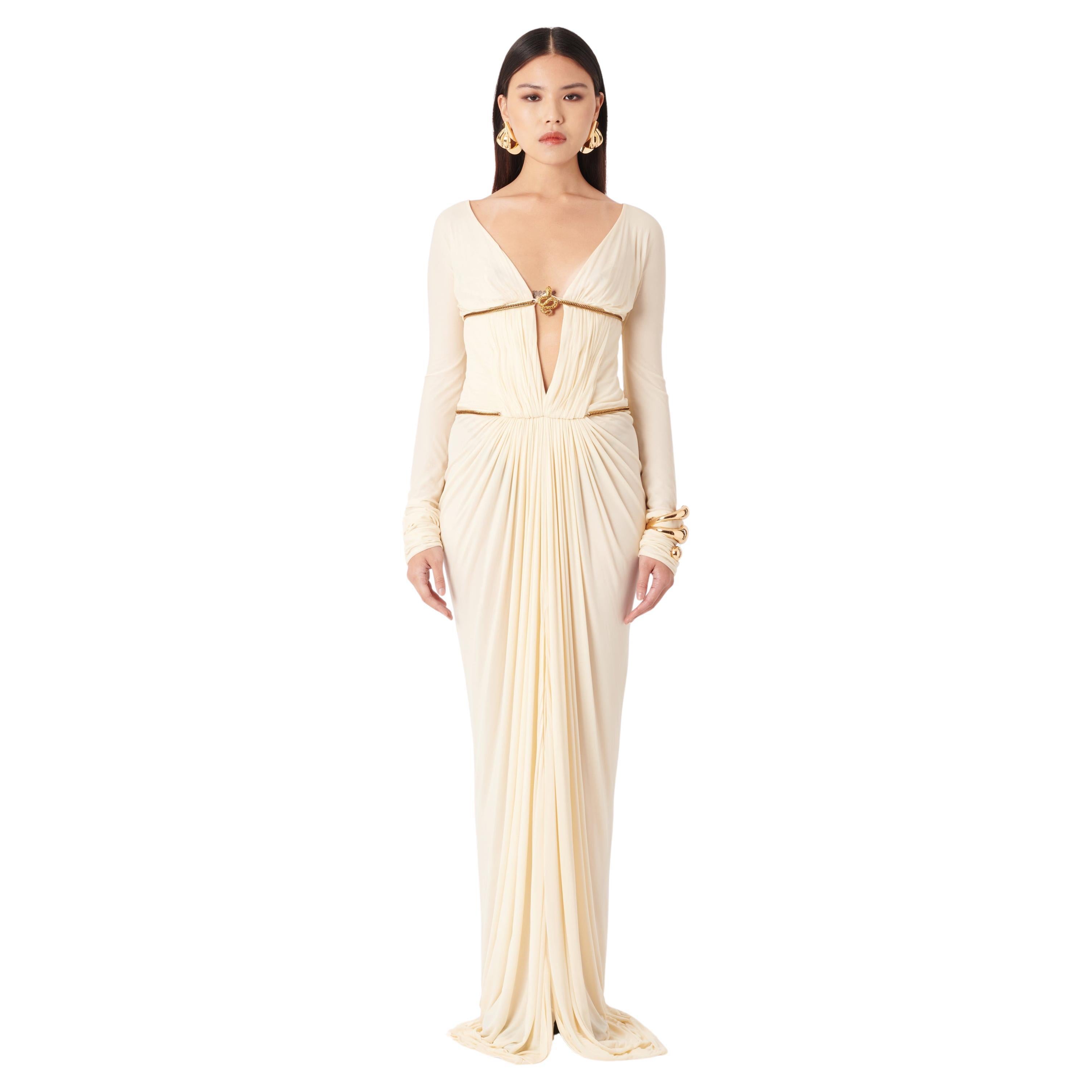Vintage Deadstock Roberto Cavalli F/W 2007 Runway Cream Cleopatra Snake Dress For Sale