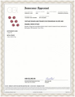 Vintage Deakin and Francis Six Edwardian Silver and Enamel Dress Studs