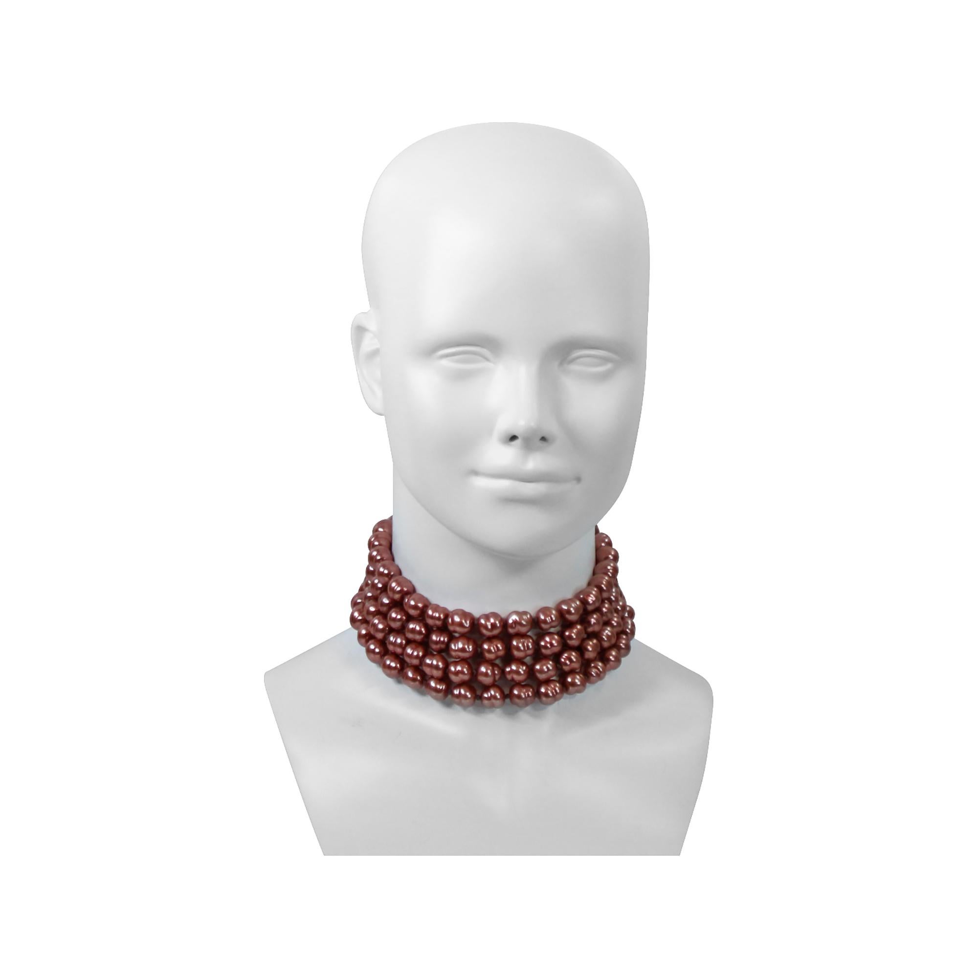 Moderno Vintage Deanna Hamro, girocollo di perle rosa polverose, circa anni '80 in vendita