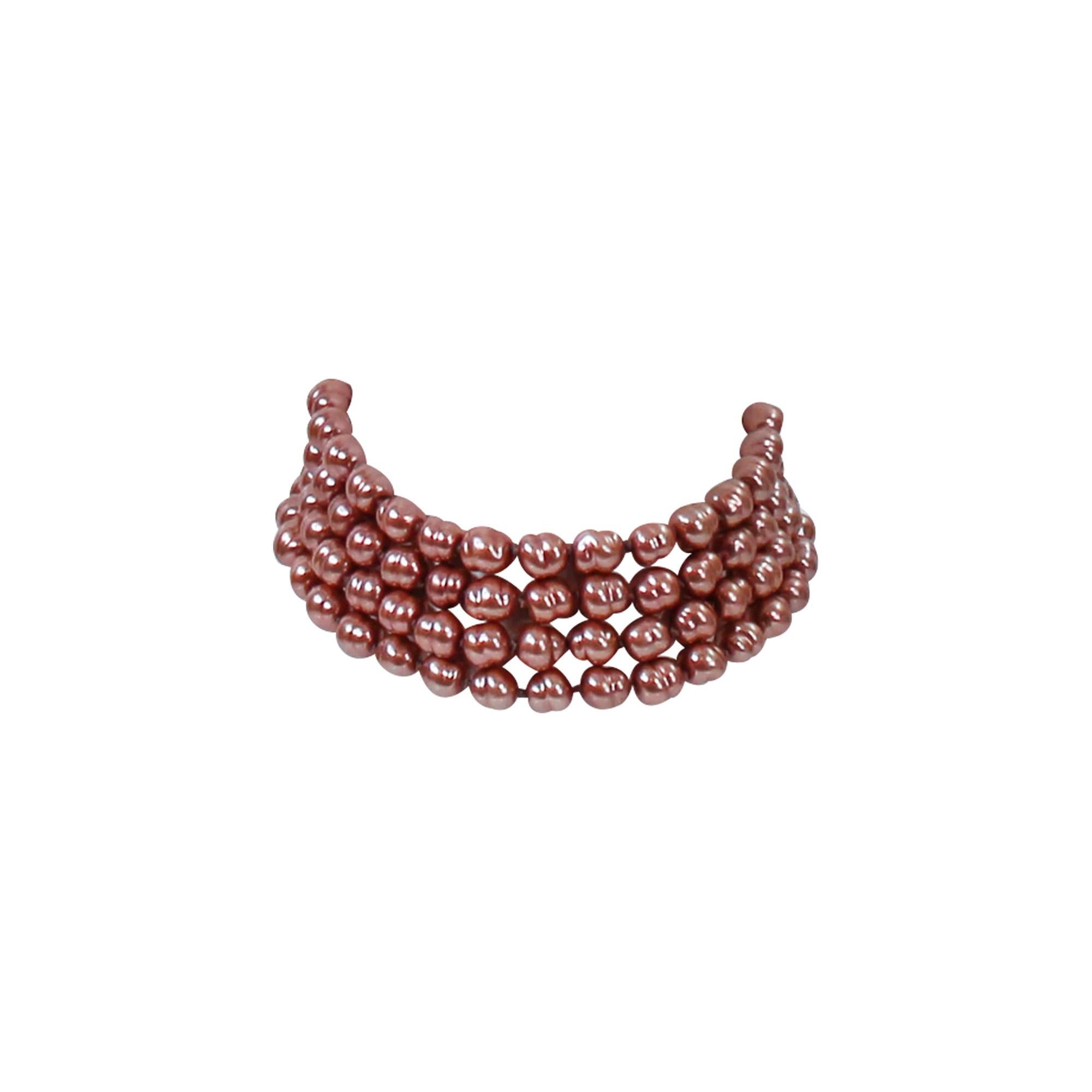 Vintage Deanna Hamro, girocollo di perle rosa polverose, circa anni '80 In condizioni buone in vendita a New York, NY