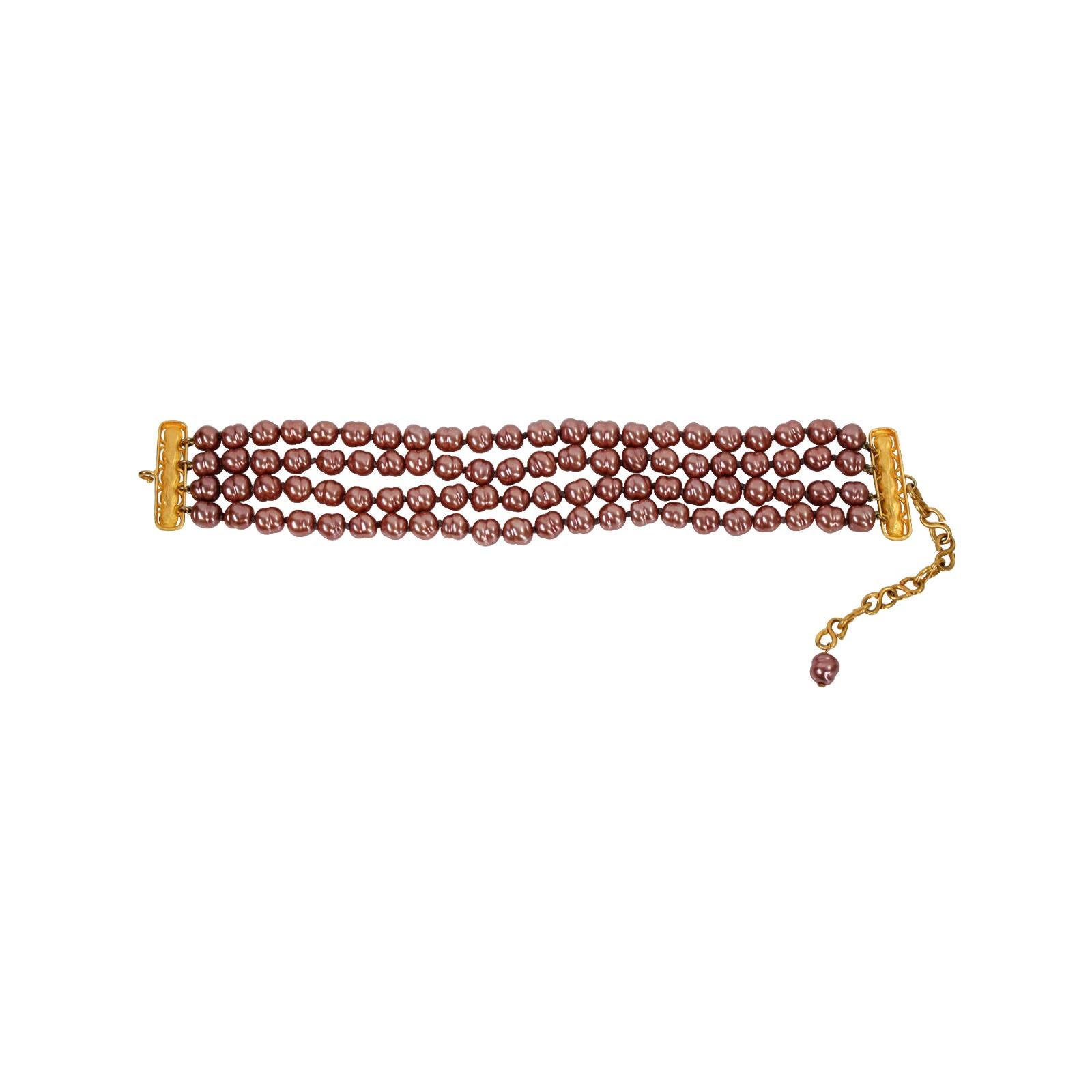 Vintage Deanna Hamro Staubrosa Perlen-Choker Circa 1980er Jahre im Angebot 2
