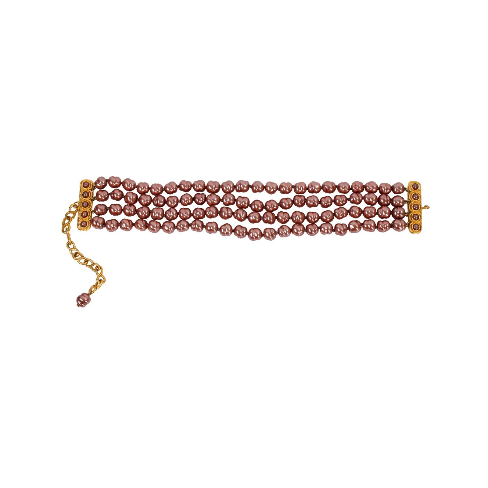 Vintage Deanna Hamro Staubrosa Perlen-Choker Circa 1980er Jahre im Angebot 3