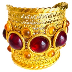 Vintage Deanna Hamro Jeweled Gripoix Cuff Bracelet