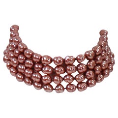 Retro Deanna Hamro Dusty Rose Pearl Choker Circa 1980s