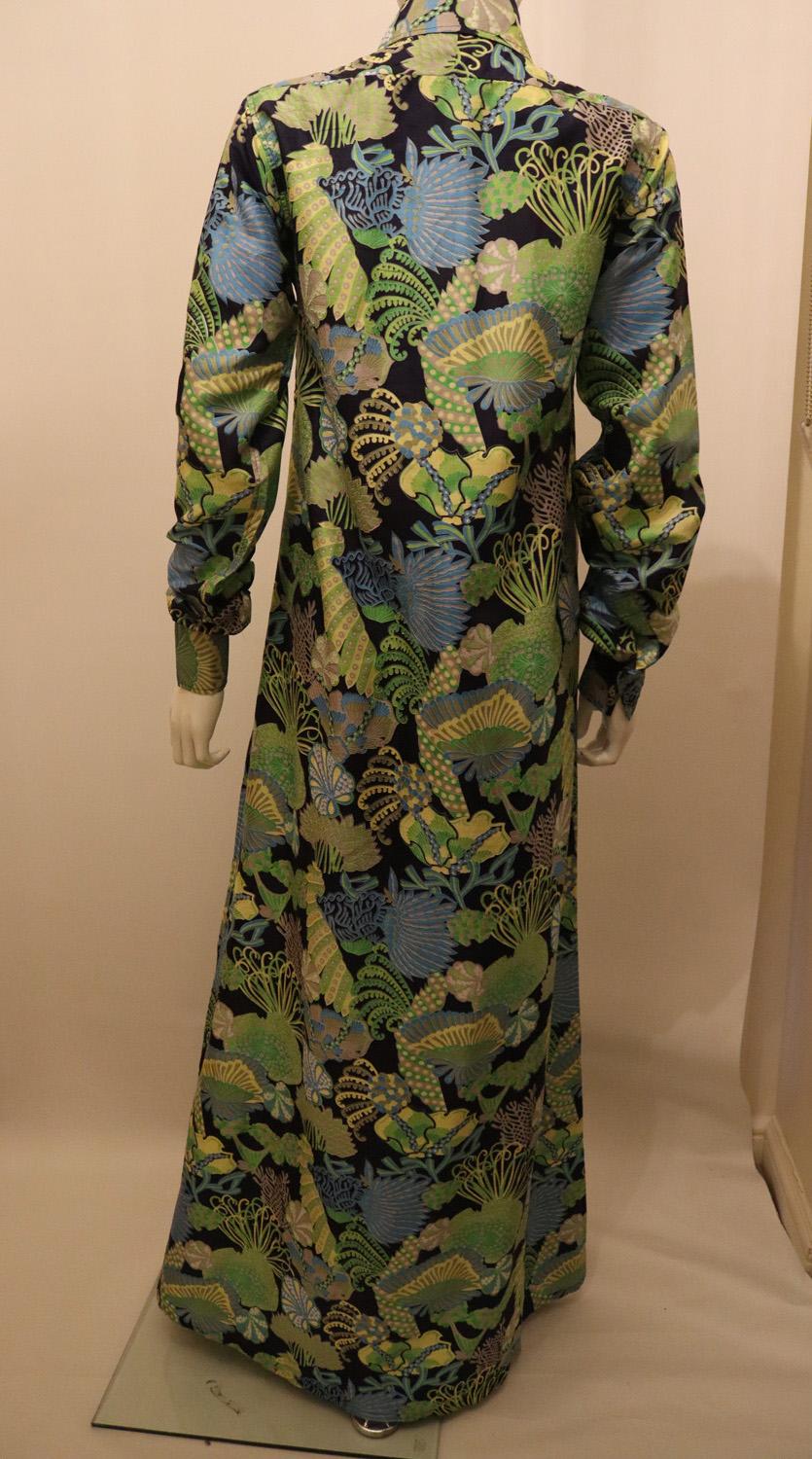Black Vintage Debarah Clare print Gown For Sale