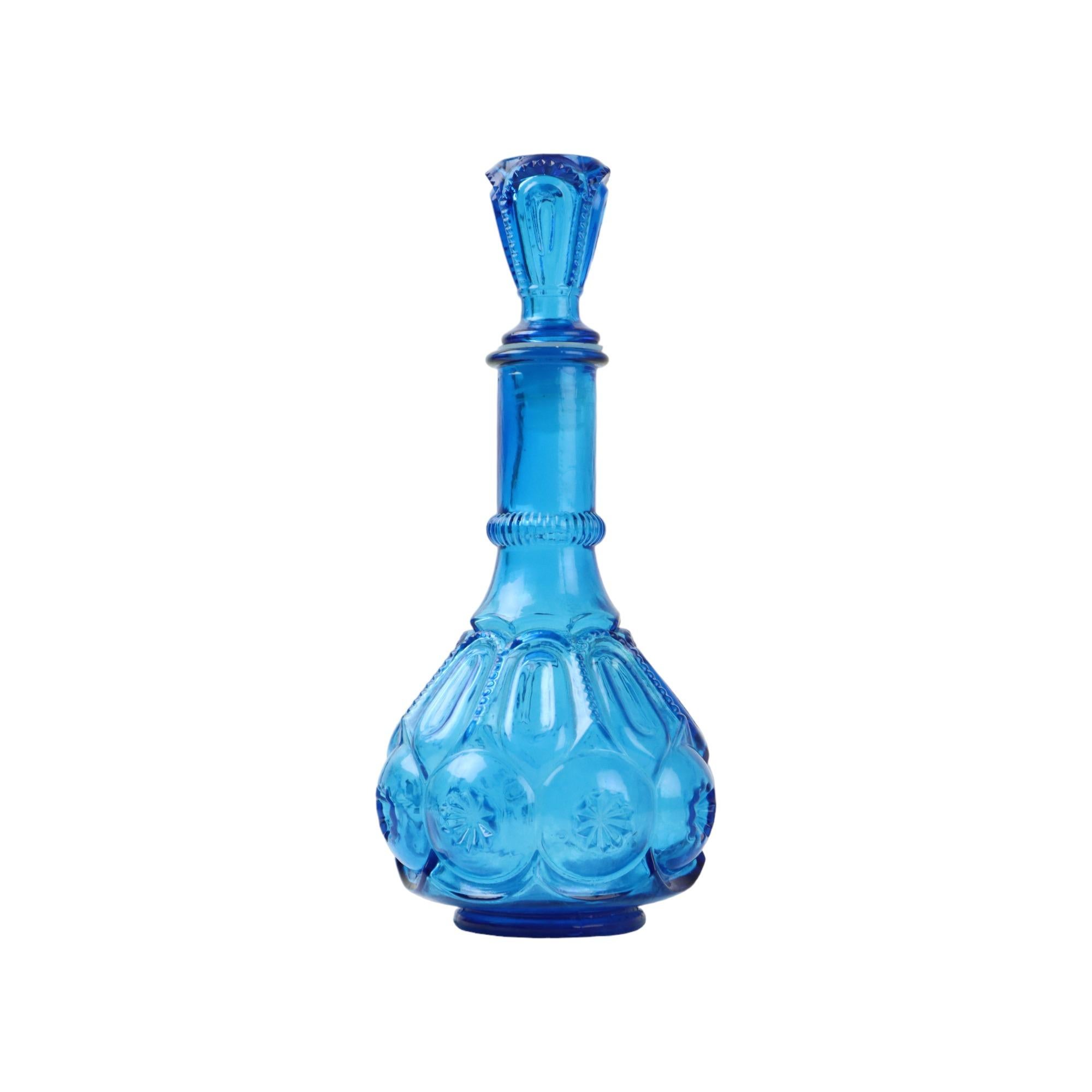 Dekanter aus kobaltblauem Glas LE Smith Glass Co Moon Stars, Sechziger Jahre, USA 32 cm, Vintage im Angebot 1