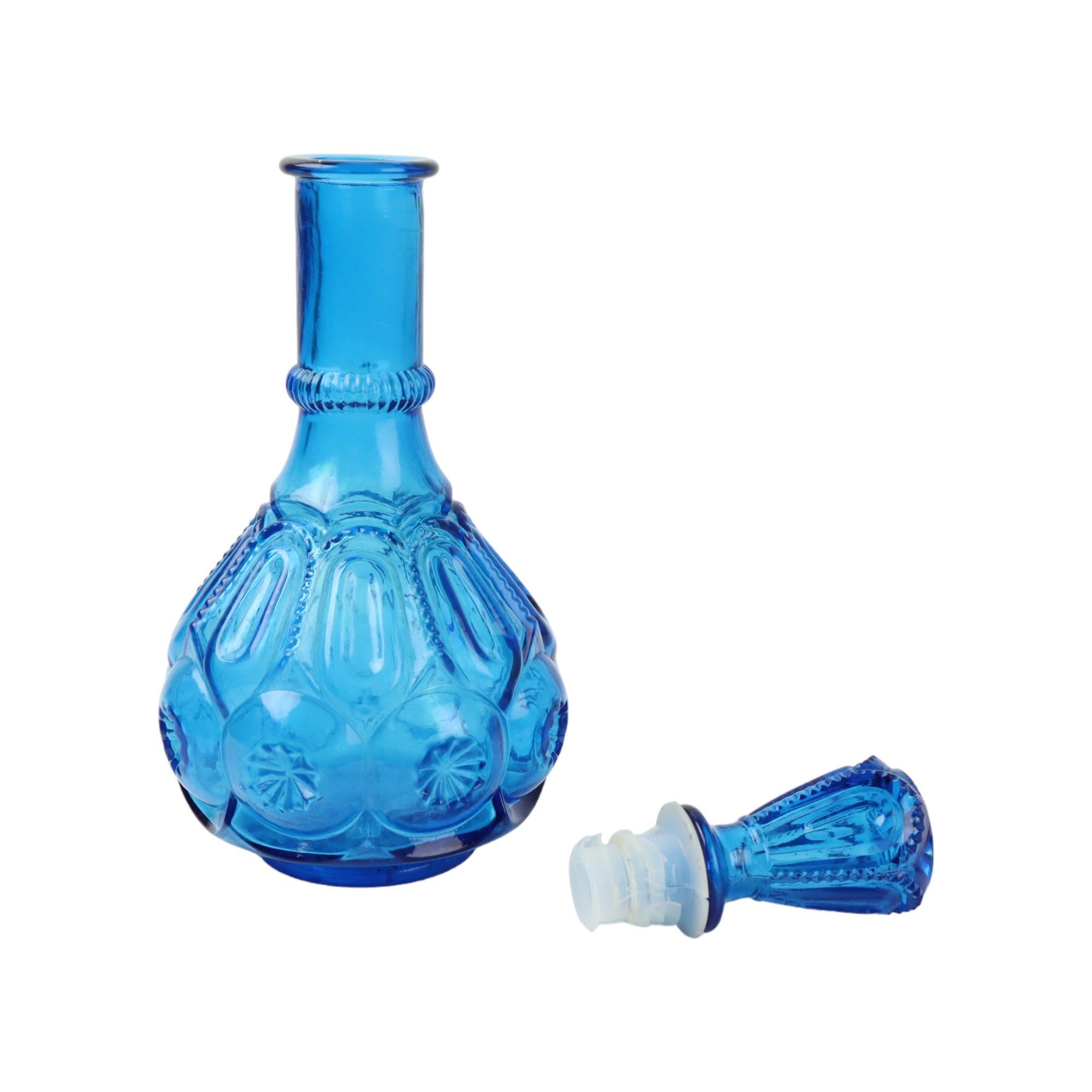 Dekanter aus kobaltblauem Glas LE Smith Glass Co Moon Stars, Sechziger Jahre, USA 32 cm, Vintage im Angebot 2