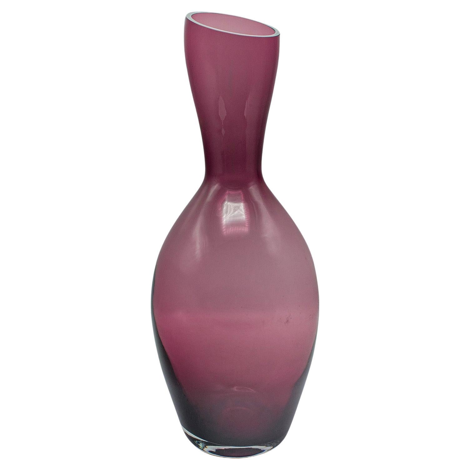 Vintage Decanter Form Flower Vase, English, Glass, Bouquet Sleeve, Circa 1970