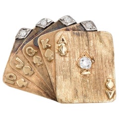 Vintage Deck of Cards Ring Royal Flush 14 Karat Gold Diamond Poker Jewelry