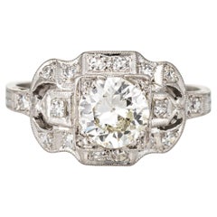 Antique Deco 0.85 Carat Engagement Diamond Ring Platinum Fine Antique Jewelry
