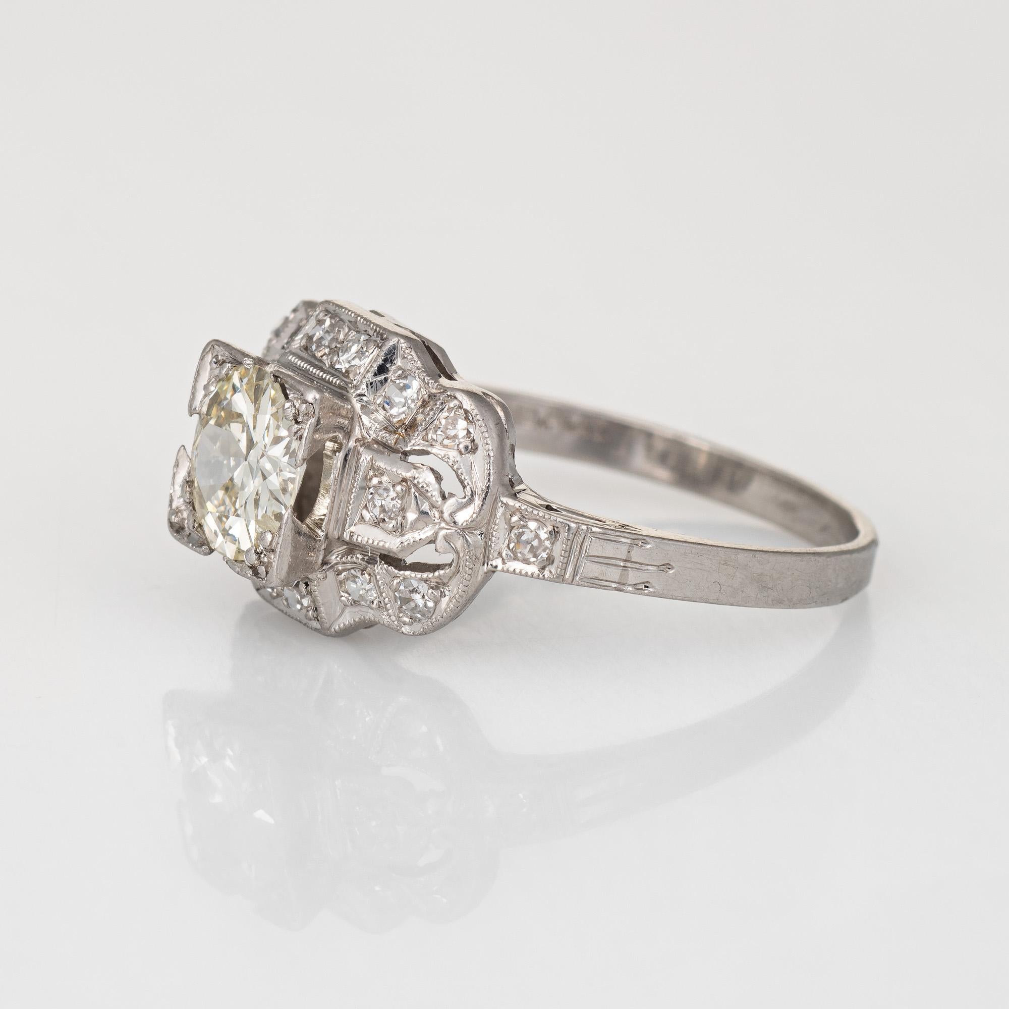 Art Deco Vintage Deco 0.85 Carat Engagement Diamond Ring Platinum Fine Antique Jewelry