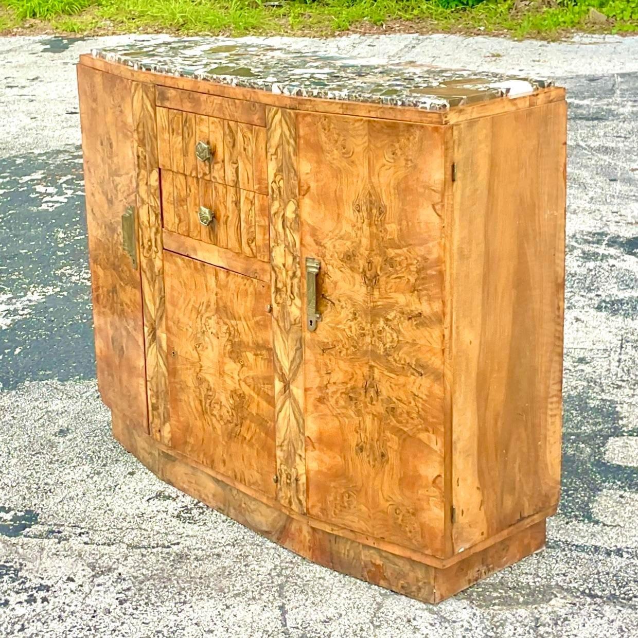 Mid-20th Century Vintage Deco 1930s Book Matched Burl Wood Sideboard