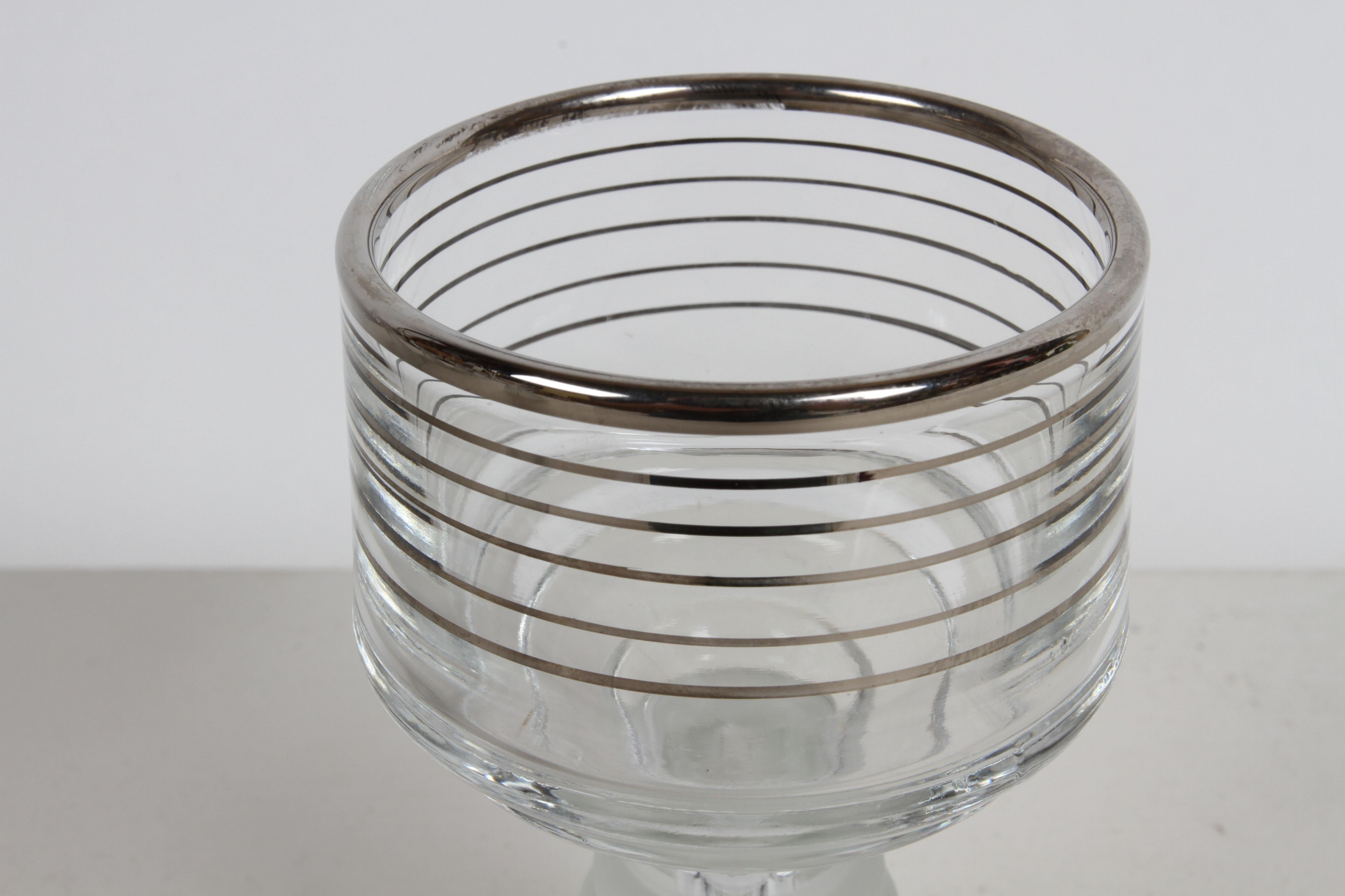 Vintage Deco 1930 Macbeth- Evans Skyscraper Silver Stripe Cocktail Shakers Set in vendita 5