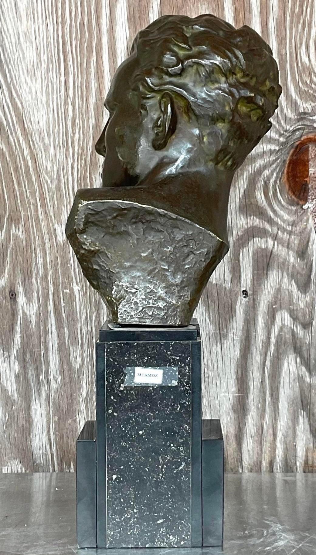 Américain Vintage Deco Bronze Buste d'homme d'après Cipriani en vente