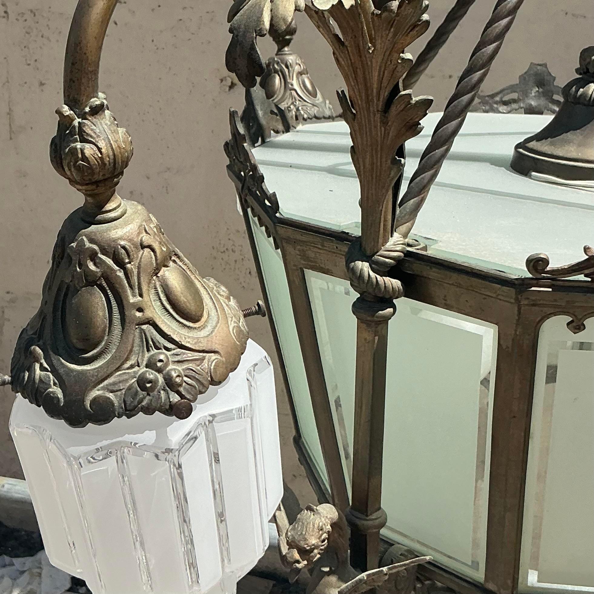 Araña Dragón Vintage Deco Bronce Art Decó en venta