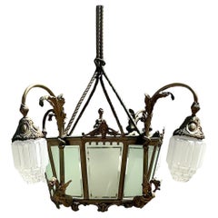 Antique Deco Bronze Dragon Chandelier