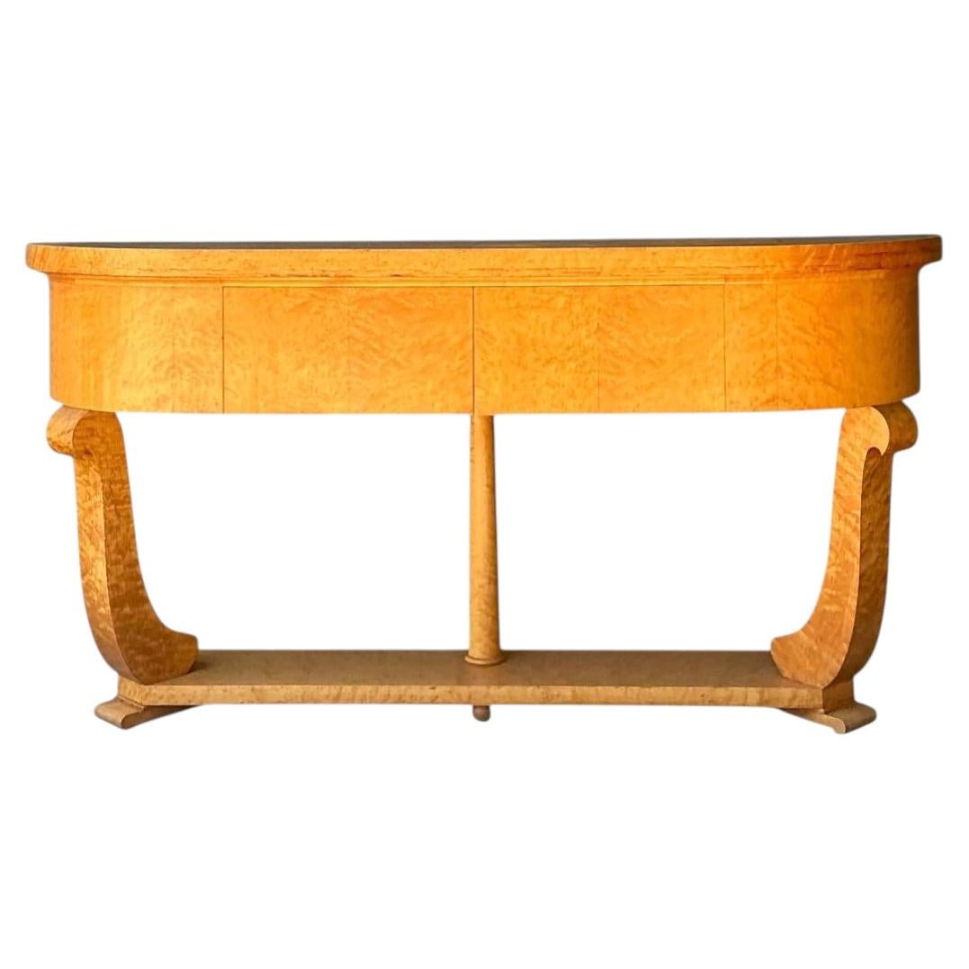 Vintage Deco Burl Console Table
