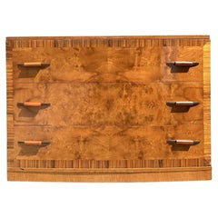 Vintage Deco Burl Wood Chest of Drawers