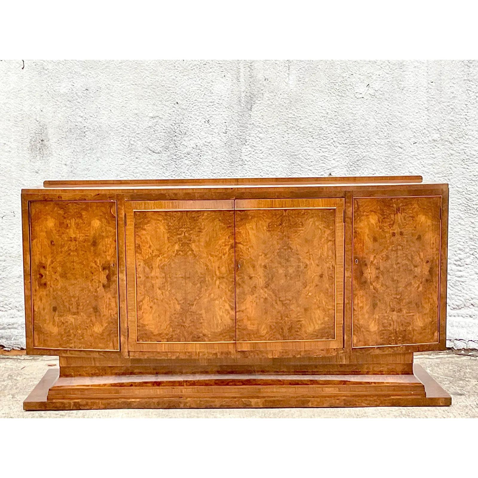 Vintage Deco Burl Wood Credenza at 1stDibs