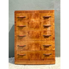 Vintage Deco Burl Wood Stall Chest of Drawers