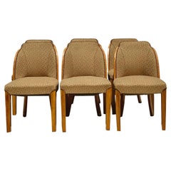 Vintage Deco Burled Walnut Dining Chairs After Harry and Lou Epstein - Set of 6