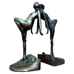 Vintage Deco Dancing Nymph Bookends - Set of 2