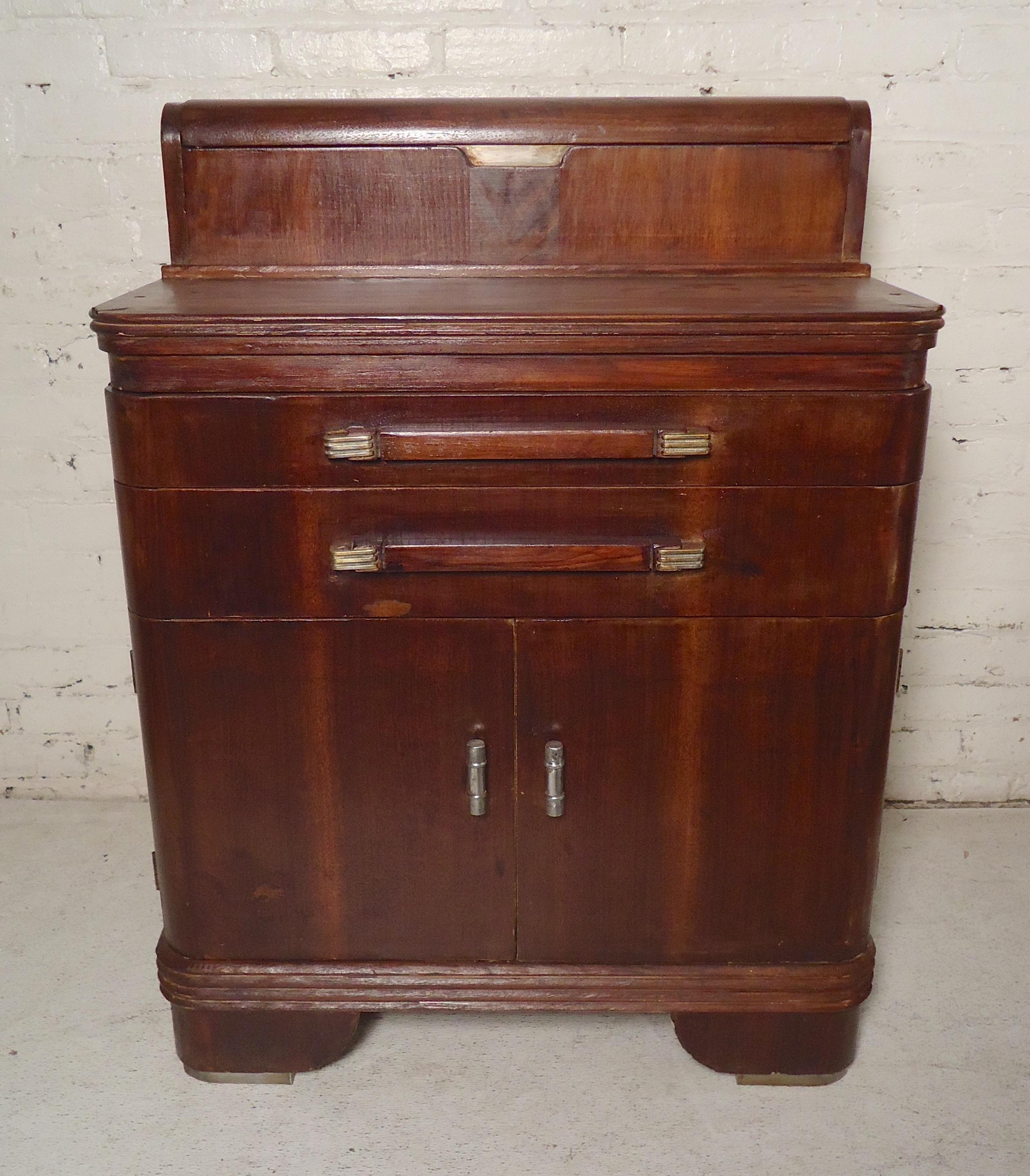 Refinished wood cabinet with storage. Restored for modern cabinet storage.

(Please confirm item location - NY or NJ - with dealer).
  